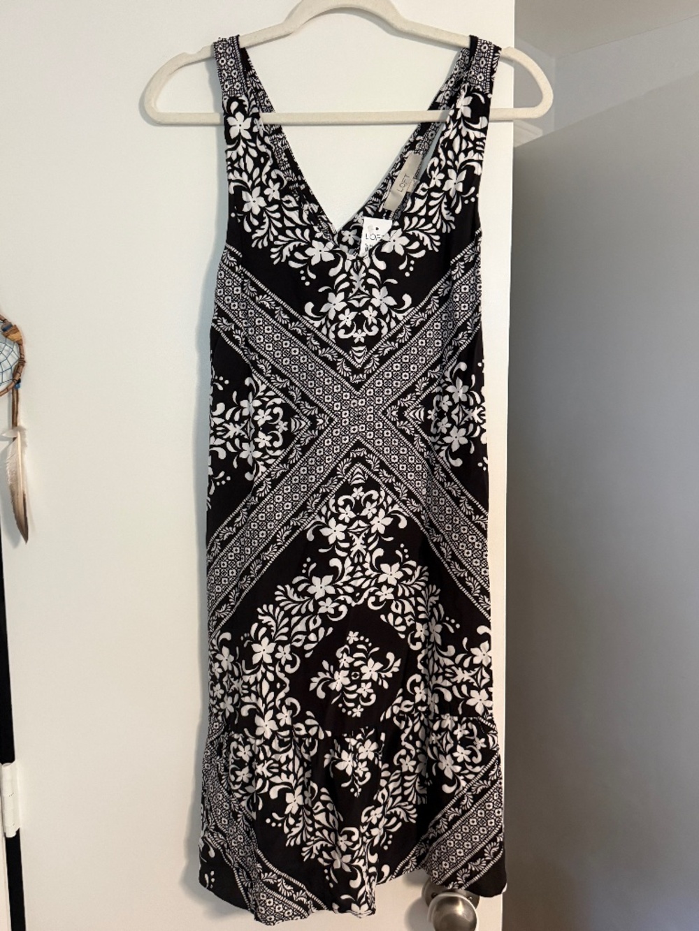 LOFT Brown and White Patterned Dress - NWT